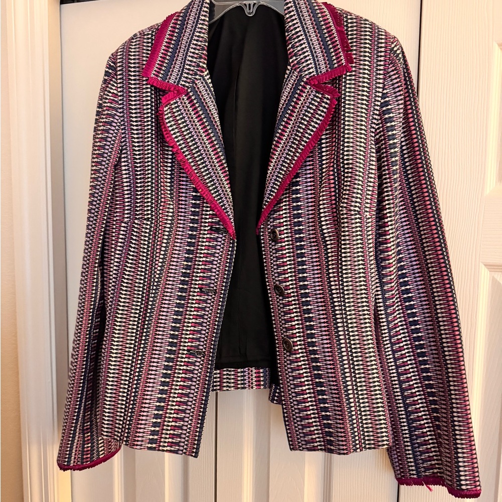 Maggy London Pink and Black Textured Blazer